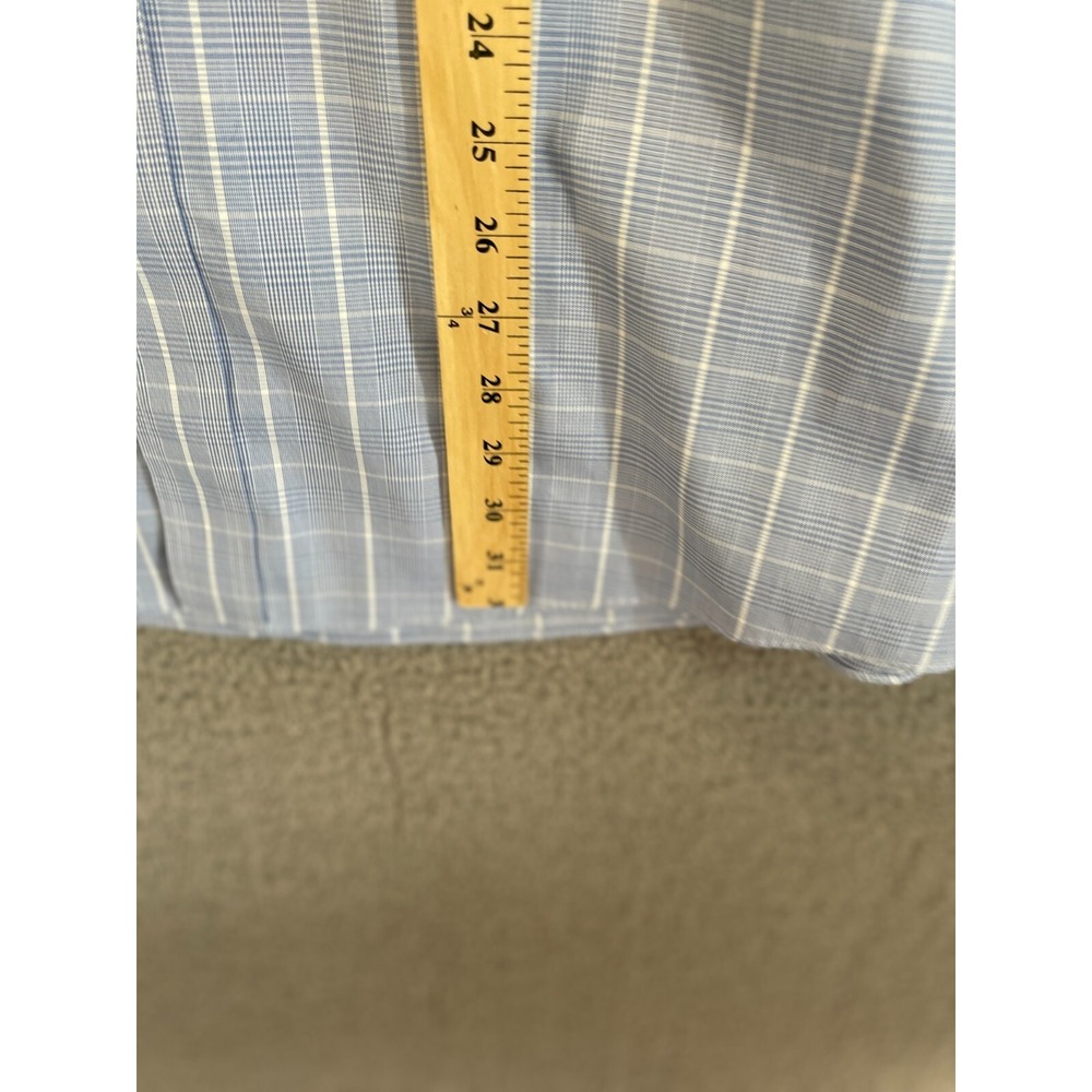 Roundtree & Yorke Gold Label Men's Shirt Long Sleeves Blue/White Plaid 18.5 Big - Picture 4 of 6